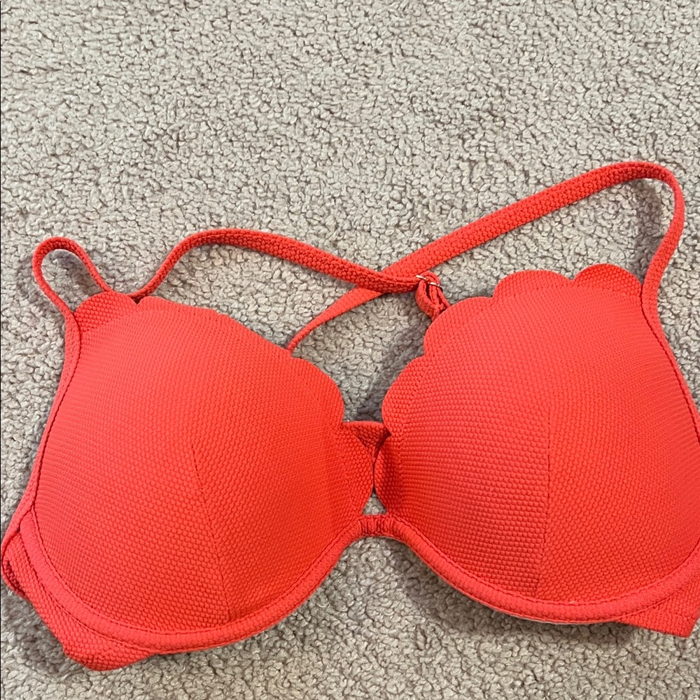 Scalloped Red Bikini top
